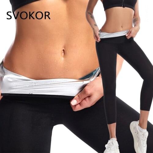 SVOKOR Body Shaper Slimming Leggings Women Fat Burning Sweat Sport Legging High Waist Silver Coating Shapewear Workout