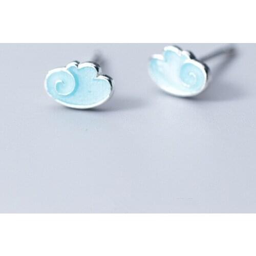925 Sterling Silver Cloud Stud Earrings For Women Boucles d'oreilles Wedding Jewelry Accessories eh1235