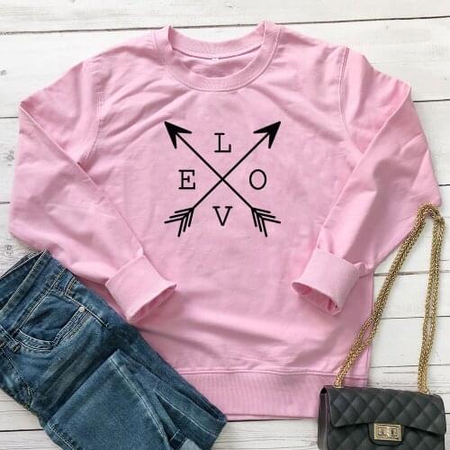 Love Arrow Valentines Sweatshirt Aesthetic Women Valentines Day Gift Sweatshirts Casual 90s Unisex Long Sleeve Jumper Pullovers