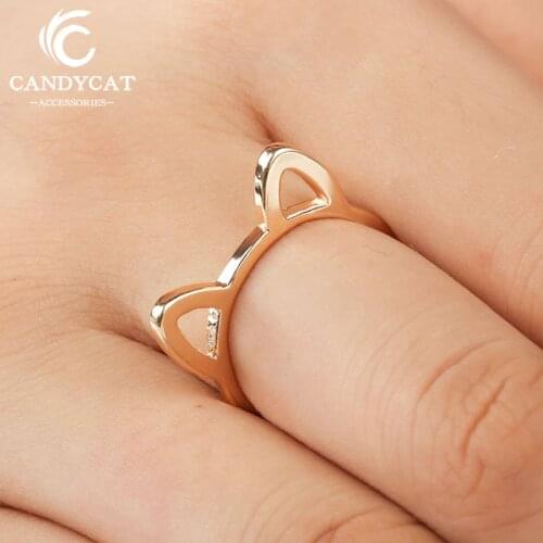 Charm Hollow Cat Ears Ring For Women Fashion Jewelry Statement Animal Plated Black Gold Rings Simple Couple Rings Anillos Mujer