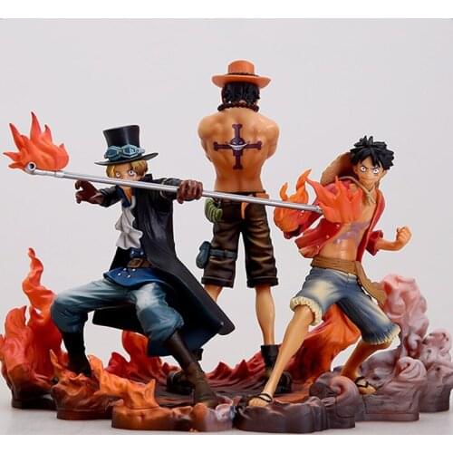 BanDai One Piece Monkey 3PCS anime figurine Monkey D Luffy Ace Sabo Three brothers set PVC Action Figure Collection Model Toys