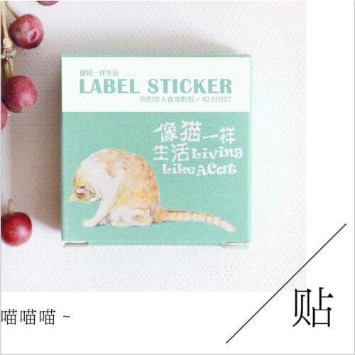 40 pcs/pack Cute Cartoon Cat Life Decorative Sticker Set Diary Album Label Sticker DIY Stationery Stickers Escolar Papelaria