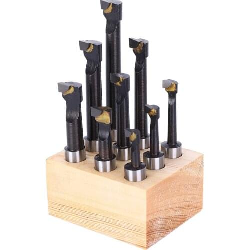 9Pcs Boring Bar Set 12mm F1 Type High Speed Steel CNC Lathe Tool Holding with Base