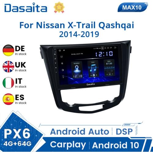 Dasaita 10.2" IPS Screen Android 10 Carplay for Nissan X-Trail T32 Qashqai j11 Radio 2014 2015 2016 2017 2018 2019 Bluetooth
