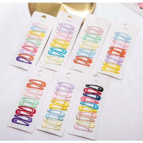 Free Shipping 10 Pcs Fashion Girl Rainbow Candy Color Hairpin Baby Small Metal Straight Side Clip Children Cute Hair Accessories