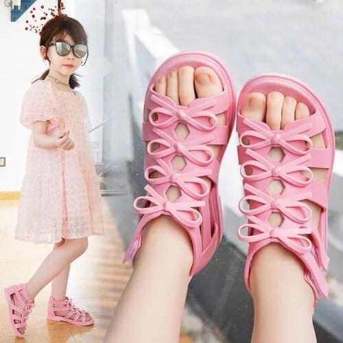 New Kids Sandals for Girls Princess Shoes Fashion Children Sweet Beach Shoes Girls Toddler Baby Sandals Roman Shoes Beach Shoes
