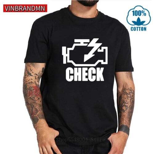 Mechanic Auto Repair Check Engine Light T-Shirt Funny Birthday Gift For Men Daddy Father Husband Short Sleeve Cotton T Shirt Tee
