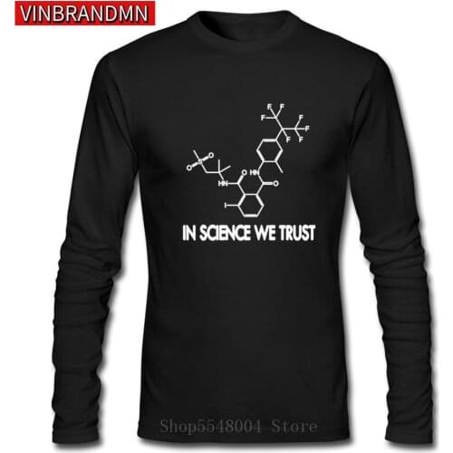 In Science We Trust T Shirt Geek Education Letter Print Long Sleeves T-Shirt Men Laboratory Experiments Chemistry Biology Tshirt