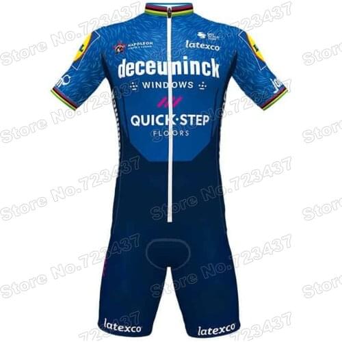 2021 Quick Step Cycling Skinsuit World Champion Race Bodysuit Road Bike Jersey Set Rainbow Cycling Clothing MTB Rompers Jumpsuit