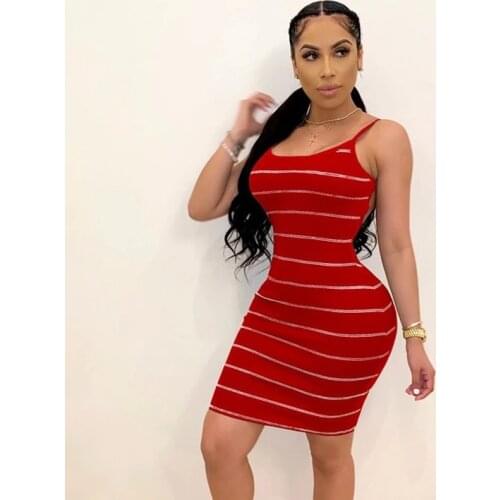 Summer Spaghetti Strap Bodycon Dress Women Clothes Striped Skinny Mini Dress Streetwear Casual Backless Bandage Beach Dress 2021