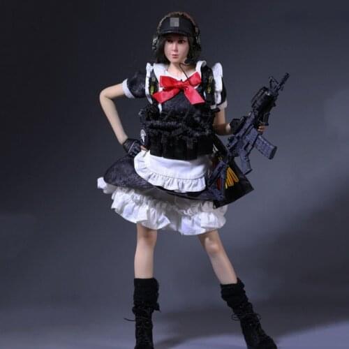 1/6 Scale Cosplay Female Sexy Black Crepe Camouflage Women Sexy Maid Suit Clothes Clothing Set For 12" Action Figure Female Body