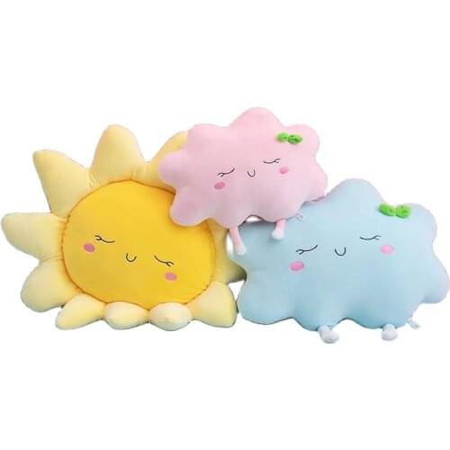New Cute Sun Cloud Plush Pillow Creative Spft Stuffed Sun Cloud Toy Car Pillow Home Decor Kids Birthday Toy For Girl Nap Pillow