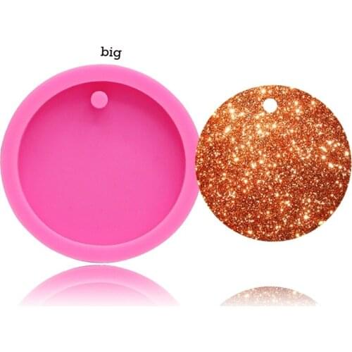 New shiny Round Circle With Hole Disk Keychains silicone mold 5cm/7cm for Key chain Pendant clay DIY Resin mold