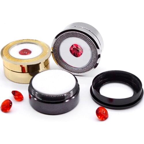 Wholesale 60Pcs/lot Sliver Metal Round Bare Stone Storage Case Black and White Double-Sided Sponge Inside Diamond Display Box