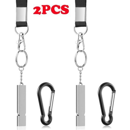 Outdoor EDC Survival Whistle High Decibel Double Pipe Whistle Stainless Steel Alloy Keychain Cheerleading Emergency Multi Tool