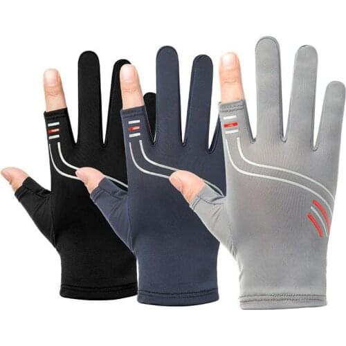 Two Fingers Ice Silk Fishing Gloves Men And Women Summer Outdoor Cycling Sportwaterproof Breathable Sunscreen Glove