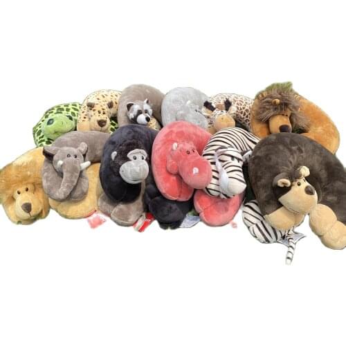 Simulation Cut Animal Cotton Plush U Shape Neck Pillow Travel Car Home Pillow Nap Animal Pillow Health Care with Eye Mask