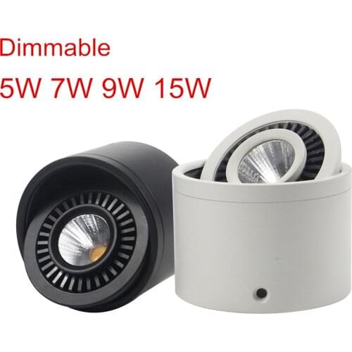 360 Angle Adjustable Dimmable Surface Mounted Downlight Ceiling Lamp 5W 7W 9W 15W LED COB Spot Light AC110/220V Ceiling Light