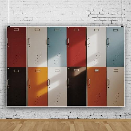 Multicolored Combination of Cube Lockers Photo Backdrop Simple Wallpaper Photography Studio Prop Customized Backgrounds