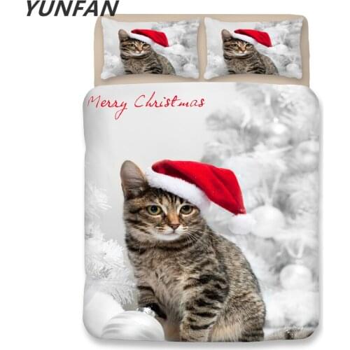 Christmas Cute Cat Bedding sets twin queen king Quilt Cover Pillow Case single double girls duvet cover set cartoon bedclothes