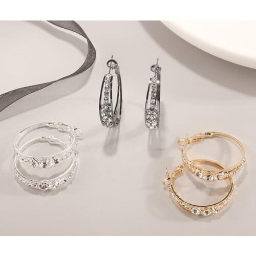 Gold Color CZ Hoop Earrings Anniversary Elegant Earring For Womens Jewelry Fashion Female Jewelry Romantic Valentines Day Gift