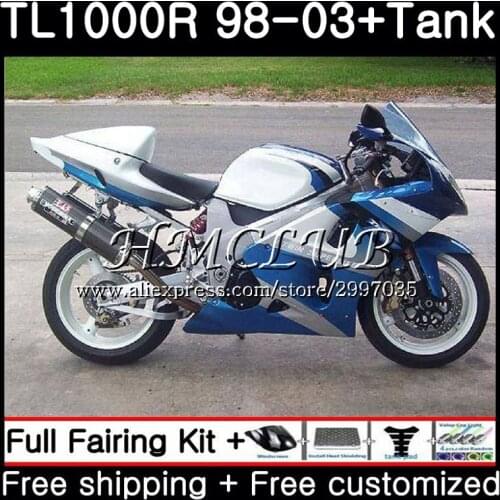 Blue white +Tank For SUZUKI TL1000R 1998 1999 2000 2001 2002 2003 38HC.18 TL1000 R TL 1000 R 1000R 98 99 00 01 02 03 Fairings