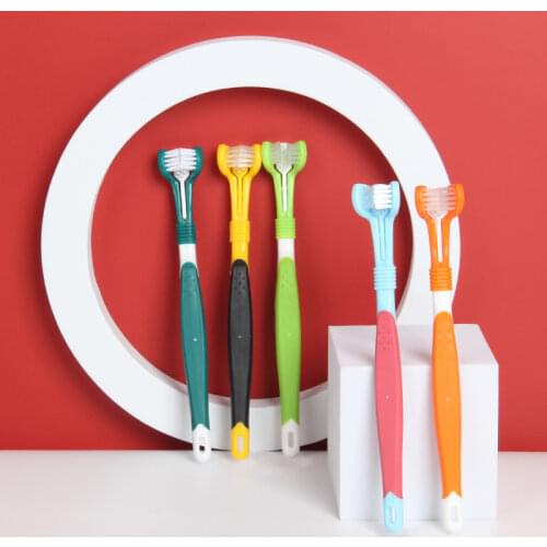 Hot Selling Three Sided Pet Toothbrush Dog Brush Addition Bad Breath Tartar Teeth Care Dog Cat Cleaning Mouth
