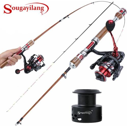 Sougayilang 2 Section Fishing Rod and Reel Combos Portable Carbon Fiber Fishing Pole Spinning Reels Saltwater Freshwater Fishing