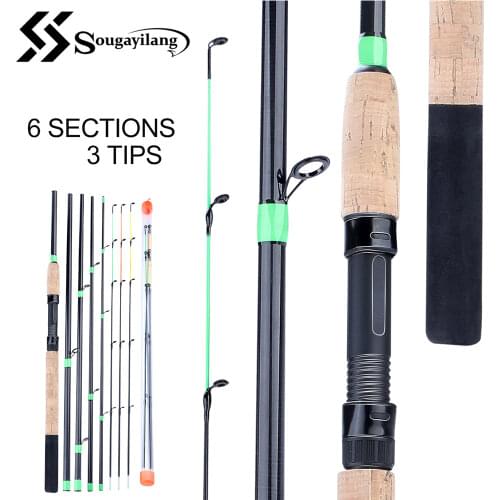 Sougayilang 3m Feeder L M H Power Fishing Rod Lengthened Handle 6 Sections Fishing Rod Carbon Fiber Travel Rod Fishing Tackle