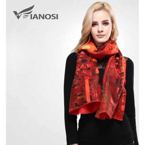 [VIANOSI] Brand Wool Scarf Women Thicken Warm Winter Scarf Woman Red Printing Scarves and Stoles Long Shawl Wrap VA056