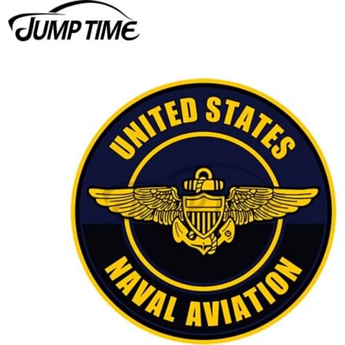 JumpTime 13 x 13cm United States Naval Aviation Wings Patch Vinyl Car Stickers Waterproof Decal Window Trunk VAN SUV Decoration