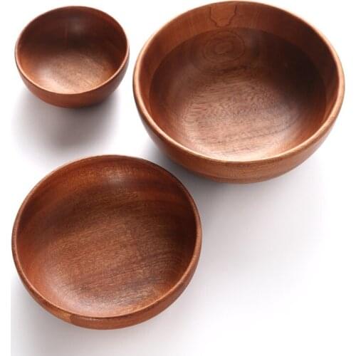YUSOTAN ramen bowl set 3pcs/set made of natural solid wood salad fruit noodles soup bowls kitchen dishes Japanese wooden bowl