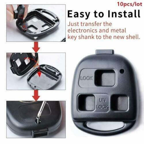 Keyecu 10PCS/Lot Replacement 3 Button Remote Head Key Shell for Lexus Without Blade DIY Repair Kit