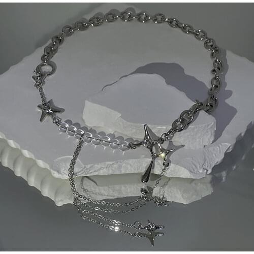 Cross Small Pendant Tassel Necklaces For Women Titanium Steel Clavicle Chain Personality Water Drop Vintage Prom Accessories