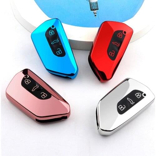 1x TPU Car Key Case Remote Control Protector Cover Skin 3 Button Smart Keychian Holder For VW Volkswagen Golf 8 Mk8 2020 Skoda