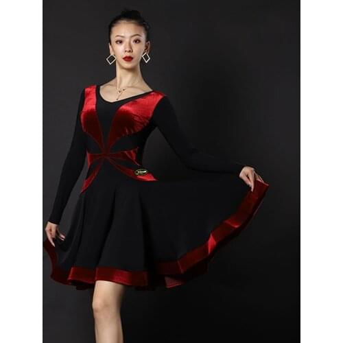 2020 Latin Dance Dress Adult Professional Black Latin Dress Rumba Skirt Modern Perofmrance Dancewear Group Show Costume BL3412