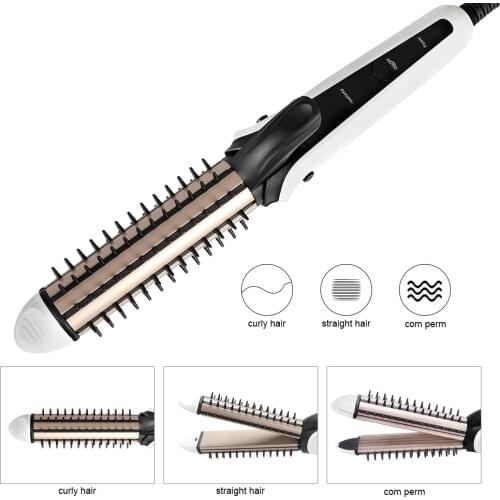 3 In 1 Hair Straightener Curling Wand Multifunctional Curler Flat Iron Ceramic Crimper Corrugation Fast Heating Hairstyle Tools