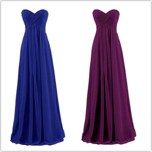 Ball Gown Sleeveless Strapless Floor-Length Chiffon wedding party red bridesmaid dresses plus size bridesmaid dress elegant