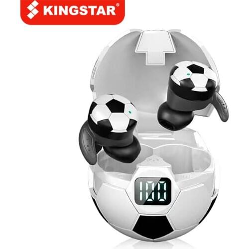 KINGSTAR Football Bluetooth 5.1 Headphones Sphere Sports Wireless Earbuds HIFI Touch Earphones with Charging Box Digital Display