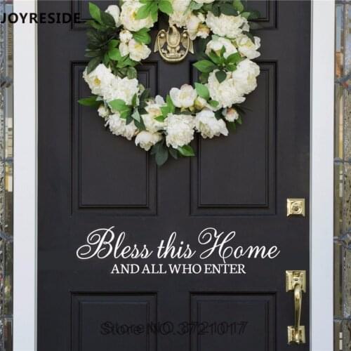 Bless This Home Warm Quotes Doors Wall Decal Home Front Door Decals Art Design Wall Sticker Sweet Bless Home And Who Enter M010