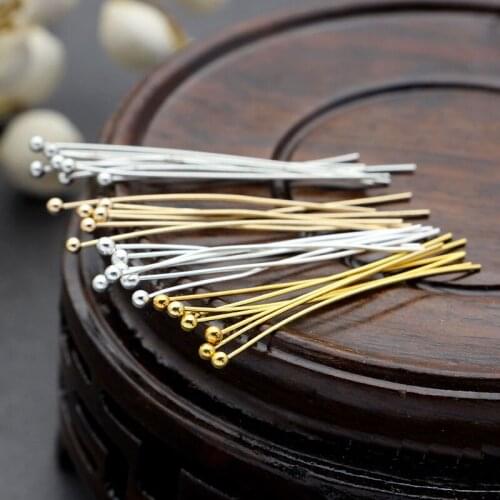 200pcs/lot 20 30 40 50 mm Gold Metal Ball Head Pins For Diy Jewelry Making Head pins Findings Dia 0.5mm Supplies