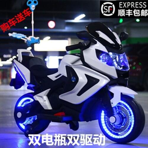 Childrens electric motorcycle baby tricycle large 1 to 6 year-old child charged bottle toys can take people kids gift