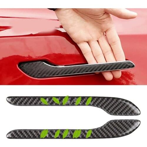 For Tesla Model3 Model Y Accessories Door Handle Protector Sticker Carbon Fiber Style 4PCS Car Outer Handle Wrap Cover
