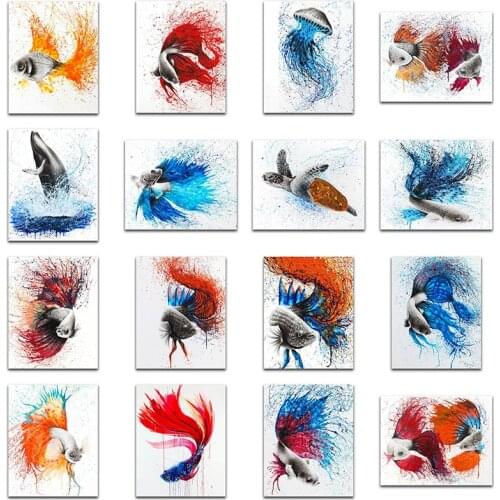 Round Diamond embroidery Animal fish Full Square Diamond mosaic ocean turtle 5D DIY Diamond painting Cross stitch whale goldfish