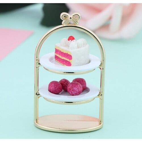 Hot 1PCS 1/12 3D Miniature Food DIY Craft For Dollhouse Mini Cute Dessert Pan Cake Stand Fruit Tray Doll Kitchen Toys