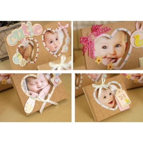 Hot DIY Scrapbooking Album Love Lace Album Wooden Frames For 5 Inches Heart DIY Album Family Smile Albun SWF