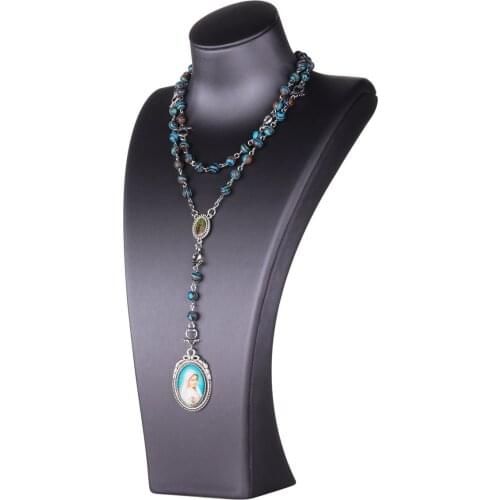 Religious Catholic Malachite Prayer Beads Seven Sorrows Servite Rosary Necklace Blessed Virgin Mary Pendant Unisex Jewelry