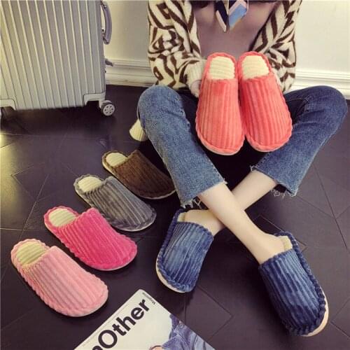 Women Shoes 2020 Soft Plush Men Women Couples Warm Home Winter Slippers Lovely Cotton Anti-slip Bottom House Shoes