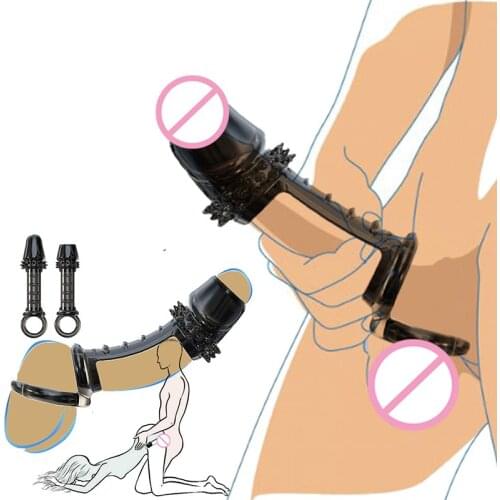 No Vibator Penis Sleeve Reusable Chastity Delay Ejaculation Sex Toys For Women Couples Men Exotic Accessories Adult Products