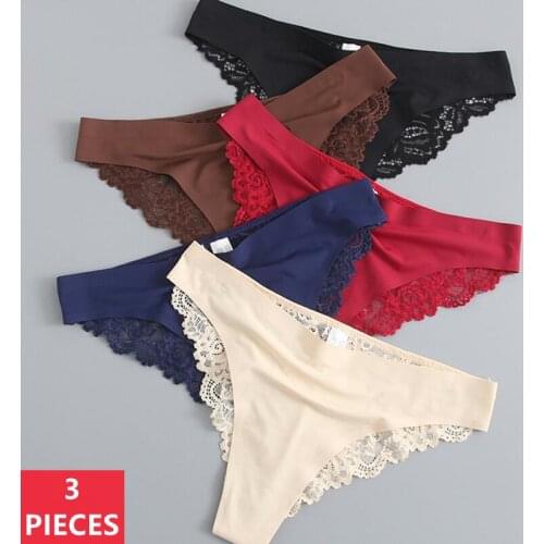 2021 Summer New Sexy Lace Underwear For Women Ice Silk G String Panties Ladies Briefs Lingerie Female Floral Underpants Thongs